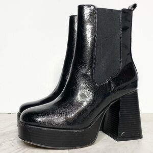 Circus Sam Edelman Stace Platform Black Patent Leather Heeled Bootie 8M